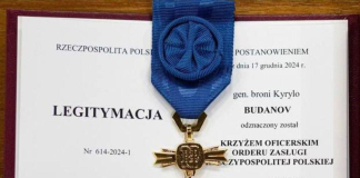 Budanov has declined the Gold Officer’s Cross of the Order of Merit of Poland.