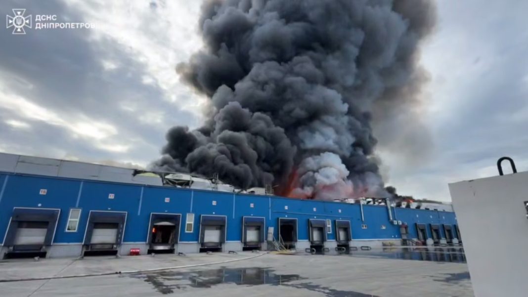 Fire at ATB warehouses in Dnipro after Russian shelling on 3 June