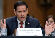 U.S. Secretary of State Marco Rubio speaks at a Congressional hearing on the war in Ukraine