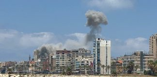 Israeli aircraft carry out heavy strikes on Tyre in Lebanon Smoke rises from an Israeli strike on the city of Tyre, Lebanon, 9 June 2026.