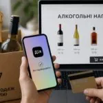 Ілюстрація онлайн-продажу алкоголю через цифрові платформи в Україні з контролем через застосунок «Дія».