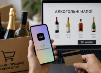 Україна посилює контроль над онлайн-продажем алкоголю через цифрові платформи Ілюстрація онлайн-продажу алкоголю через цифрові платформи в Україні з контролем через застосунок «Дія».