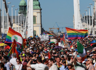 Participants in the Budapest Pride 2026 march in Budapest, a symbol of hope for the LGBTQ+ community.
