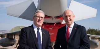 John Healey and Keir Starmer next to a military aircraft