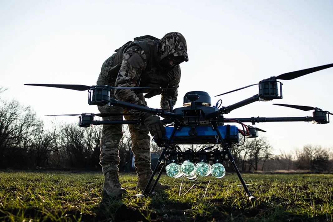 UkraineAid_A_0_6159b3ddd Ukrainian military drones during an operation on the front line against Russia.