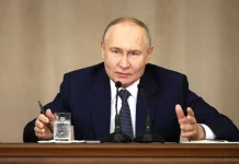 Vladimir Putin during a speech on 'Novorossiya' as the aim of the war.