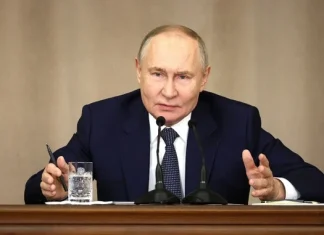 Vladimir Putin during a speech on 'Novorossiya' as the aim of the war.