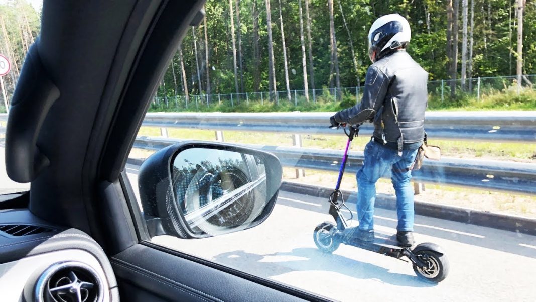Electric scooter on a city street in Ukraine