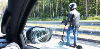 Electric scooter on a city street in Ukraine
