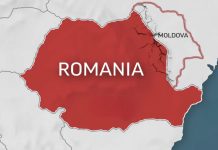 Map of Romania and Moldova