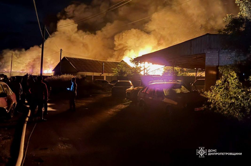 Residential buildings damaged by shelling in the Dnipro region on the night of 5 June 2026