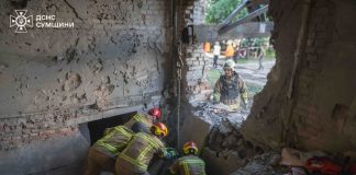 Destruction of a five-storey building after a Russian drone hit in Konotop