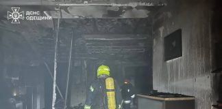 Damaged facades of residential buildings in Odesa after night shelling