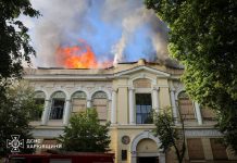Російський дрон влучив у художній музей Харкова Пожежа у будівлі художнього музею Харкова після атаки безпілотника