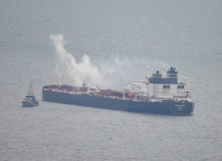 The tanker Smyrtos, seized by the United Kingdom, carrying Russian oil.