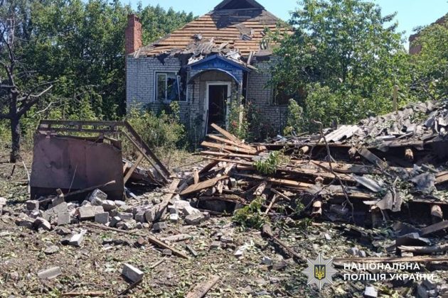 A private house destroyed following a Russian military strike in the Donetsk region