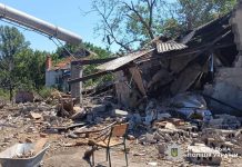 Destruction in Kramatorsk following shelling by Russian forces.