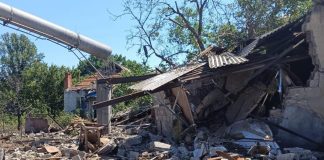Destruction in Kramatorsk following shelling by Russian forces.