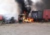 Пожежа на території АЗС в Запорізькій області після обстрілів рф.