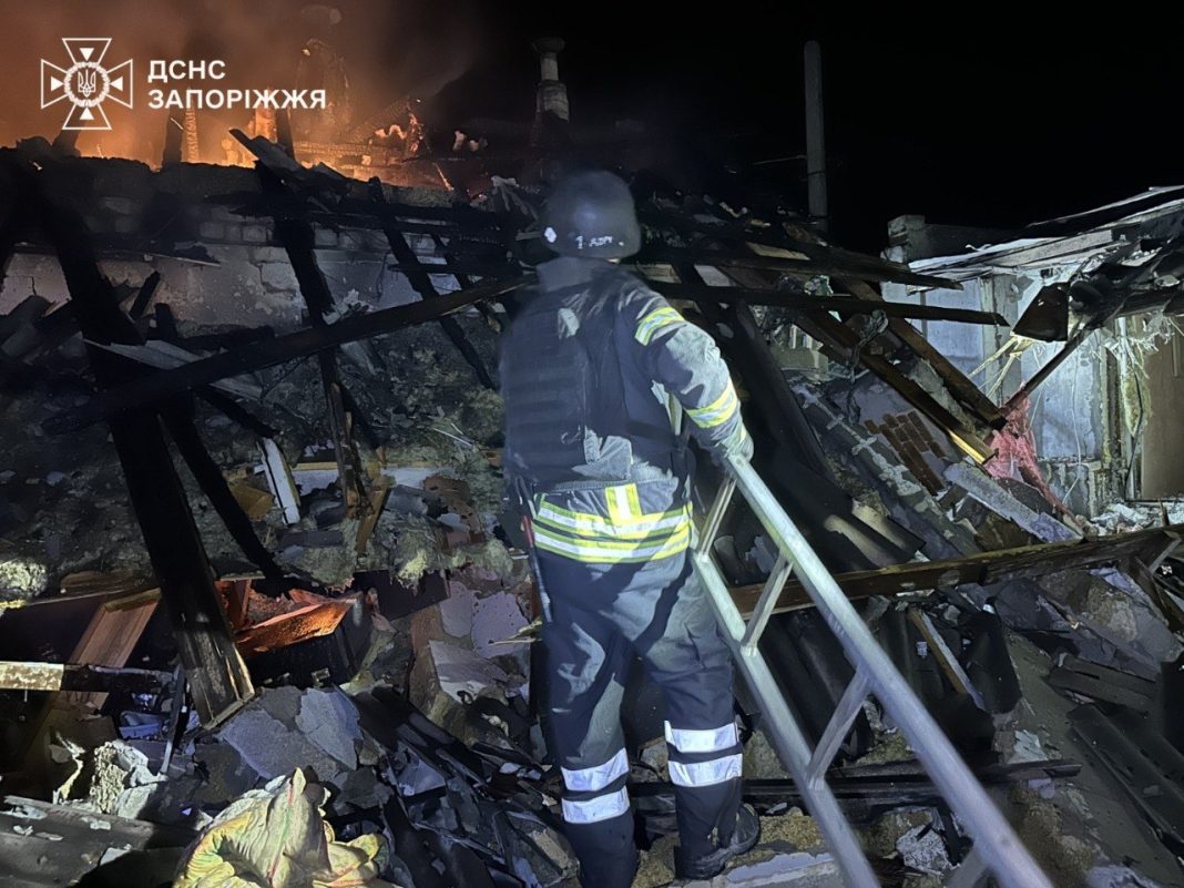 The aftermath of a UAV attack in Zaporizhzhia: a residential building has been destroyed.