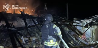 The aftermath of a UAV attack in Zaporizhzhia: a residential building has been destroyed.
