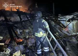 The aftermath of a UAV attack in Zaporizhzhia: a residential building has been destroyed.