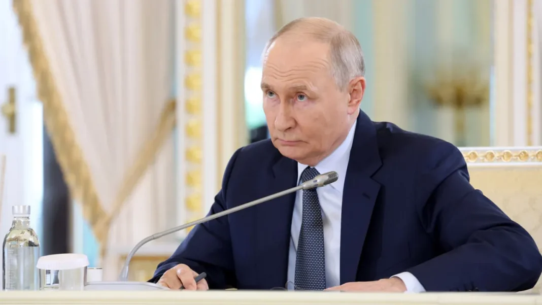 Vladimir Putin speaking about possible talks with Vladimir Zelensky