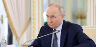 Володимир Путін під час виступу про можливі переговори з Володимиром Зеленським