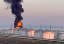 СБУ розгромила «Таманьнафтогаз»: палають резервуари Пожежі на нафтогазовому терміналі «Таманьнафтогаз»