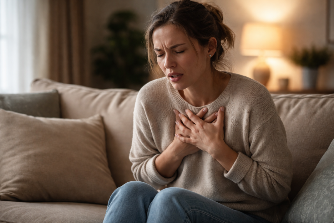 A person is sitting with their feet flat on the floor, doing a grounding exercise A person is sitting with their feet flat on the floor, doing a grounding exercise