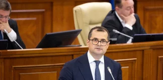 Moldova’s Prime Minister Vasile Tofan during his speech