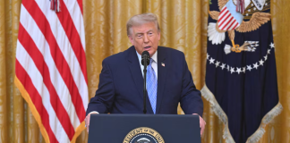 Donald Trump during a speech on the security of the US elections