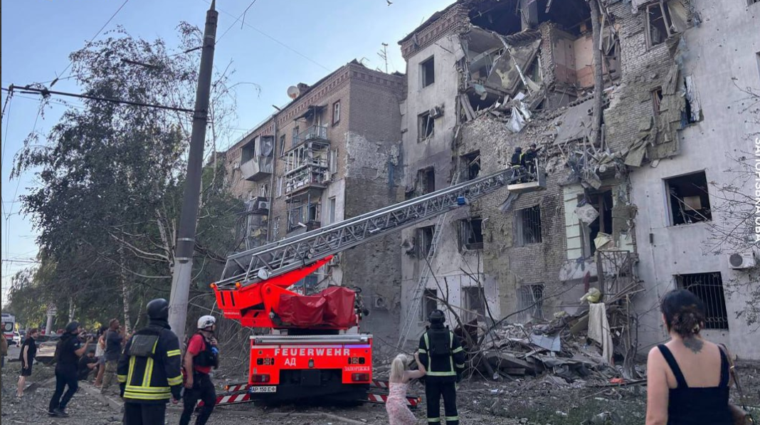 Attack on Zaporizhzhya The aftermath of the Russian strike on a five-storey block of flats in Zaporizhzhia