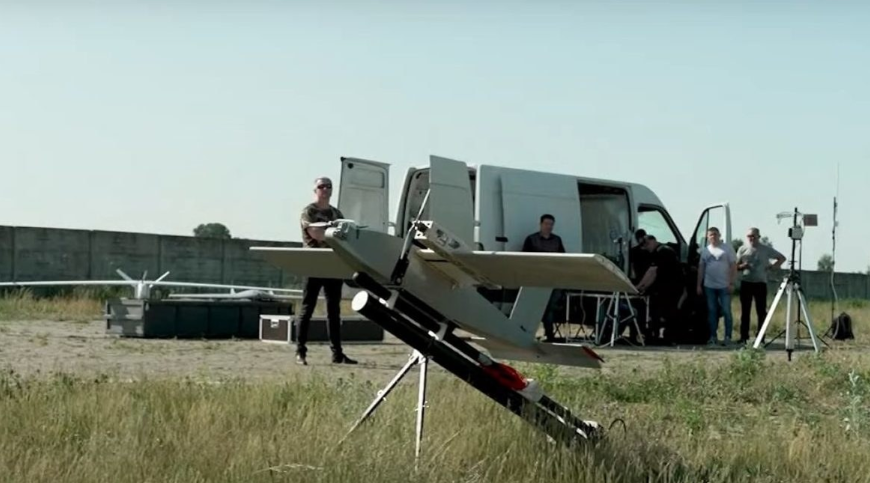 Drone A drone at the firing range during an arms exhibition