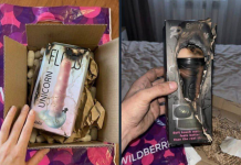 Russians are being supplied with burnt sex toys following the attacks on Wildberries A burnt-out package of adult products in a Wildberries box