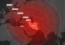 Карта можливої дальності іранських балістичних ракет