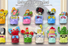 McDonald’s has announced a Happy Meal featuring characters from SpongeBob × One Piece SpongeBob SquarePants character figurines dressed as One Piece characters for the Happy Meal