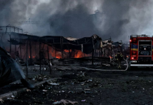 A Russian attack caused a fire at the «Pochayna» market in Kyiv The destroyed and burnt-out market stalls at the «Pochayna» market in Kyiv following the Russian attack