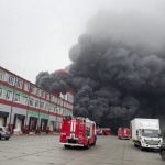 A fire has broken out at a large DNS equipment warehouse in Vladivostok