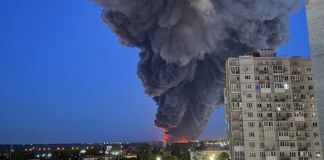 Fire at the Wildberries warehouse in Volgograd following a drone attack