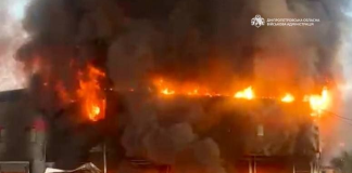 Russia struck a «Nova Poshta» terminal in Kryvyi Rih A fire at the «Nova Poshta» terminal in Kryvyi Rih following the Russian attack.