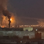 The Saratov oil refinery is on fire following an attack by Ukrainian drones