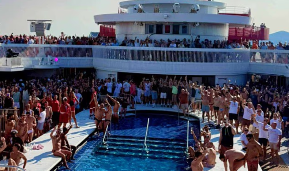 The cruise ship The Scarlet Lady at sea The cruise ship The Scarlet Lady at sea