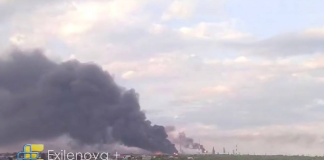Fire at the Syzran oil refinery following a drone attack
