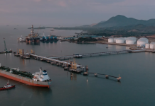 A tanker in an Indonesian port, taking part in maritime operations
