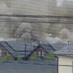 In Hatne, lightning struck the roof of a house — thick smoke billowed into the air