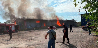 Fire following an attack on «Nova Poshta» in the Vinnytsia region