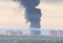 Sobyanin reported that more than 400 drones were heading towards the Moscow region A column of black smoke following a drone attack in the Moscow Region