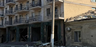 A damaged residential building in Odesa following a Russian missile and drone attack
