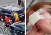 Скріншот відео про побиття української пари в Польщі